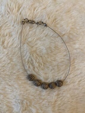 Beaded Silver Wire Bracelet